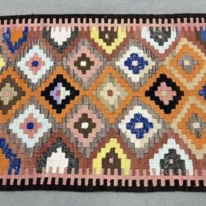 Alfombra Turca Vintage, Alfombra de Pasillo de 2.9x12.1 pies (88x368 cm), Alfombra de Lana con Parches Naranjas - Product Image 3