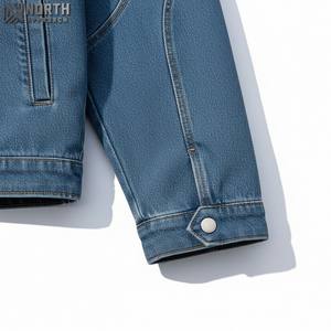 Chaqueta vaquera Vintage Unisex personalizada para hombre, abrigo de invierno de lona con cuello levantado, cierre de cremallera, estilo Hip Hop lavado - Product Image 3