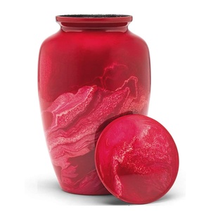 Urna Funeraria de Aluminio Esmaltado de Alta Calidad, Color Rojo Clásico, para Adultos, Artículos Funerarios, Urna de Cremación Grabada para Entierro Conmemorativo - Product Image 1
