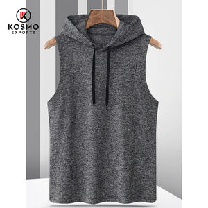 Chaleco Deportivo sin Mangas con Capucha para Hombre, Estilo Musculoso, de Algodón y Elastano, con Impresión de Logotipo Personalizado, Camiseta sin Mangas para Hombre - Product Image 4