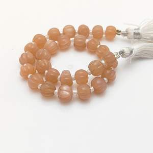 Brins de perles de citrouille en pierre de lune pêche - Product Image 4