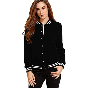 Chaqueta Universitaria Personalizada de Lana con Parches Bordados en Chenilla y Mangas de Cuero para Mujer - Product Image 1