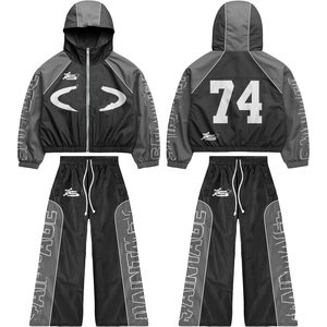 Custom Autumn Windbreaker Nylon Tracksuits Color Blocking Windbreaker <b>Track</b> Hooded <b>Jacket</b> Nylon Waterproof Trousers Set <b>Men</b> - Product Image 2