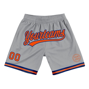 Industrie Direct Engro Sportswear Basketball Shorts Custom Gray Orange-Royal Authentic Throwback Basketball Shorts - Product Image 1
