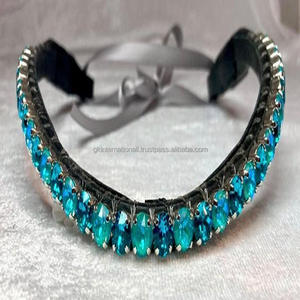 Diamantes de imitación de cuero de alta calidad, 1 fila, grandes, redondos, turquesas, ostentosos, de cuero, banda para cejas, disponible en todos los tamaños personalizados - Product Image 4