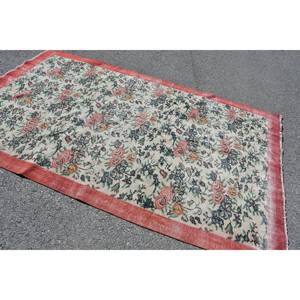 Tapis Turc Vintage Rouge Blanc Patchwork Laine Tapis 5.3x8.8ft 9x12 Rectangle Rayé Design Latex pour Salon Couloir Adolescents - Product Image 2