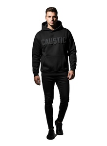 Custom 500GSM Heavyweight Brushed Fleece Puff Print Hoodie Oversized Men Boxy Fit Drop Shoulder Logo Blank Pullover Sweatshirt - Product Image 1