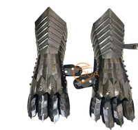 Gants de chevalier médiévaux en acier poli noir antique, épaisseur 18, pour SCA, cosplay et reconstitution historique