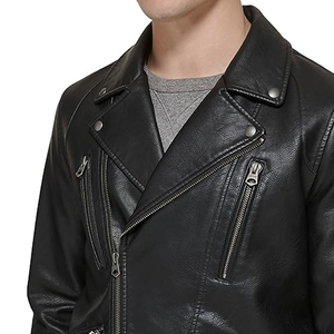 Chaqueta de cuero al por mayor con material de cremallera múltiple de calidad superior del último diseño - Product Image 2