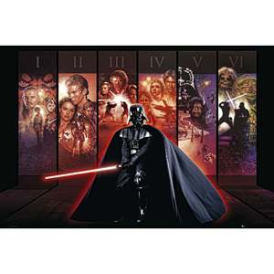 Affiche Hexalogy Star Wars de style moderne, en toile, avec cadre noir, représentant Darth Vader - Product Image 2
