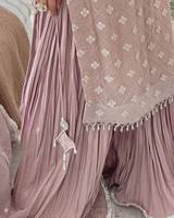 Baju Salwar Kameez Wanita Model A-Line Bahan Satin Lawn Bermotif Bunga Sutra Chinnon Murni Bordir Berat Gaya India/Pakistan Bollywood Sun