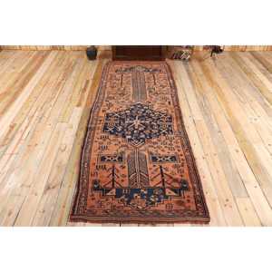 Turkish Runner Rug, 3.9x11.3 ft Vintage Rug, <b>Brown</b> Herki <b>Wool</b> Rug - Product Image 1