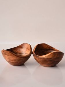 Tazón de servicio de madera pura con acabado natural de diseño simple disponible para compra al por mayor con diferentes tamaños - Product Image 6