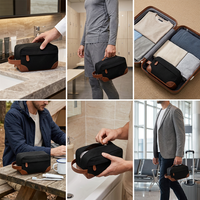 Trousse de Toilette Homme Compacte Personnalisée en Toile Vintage avec Finition Cuir – Kit de Voyage Minimaliste pour Marques