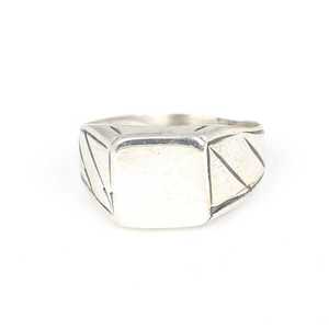 925 Sterling Silver Men's <b>Ring</b> Handmade Geometric Design Flat Square Polished Rhodium Plating 14k Metal Purity Everyday Wear - Product Image 4