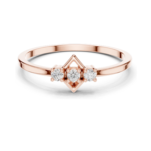 Bague à trois pierres en diamant de laboratoire 0,075 CT pour femme, clarté VVS-VS EF, or 18 carats, 14 carats, 10 carats et argent 925, rose, jaune, blanc - Product Image 2