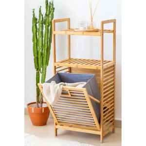Premium Quality <b>Bamboo</b> 2-Shelf <b>Laundry</b> <b>Basket</b> 40x30x95cm from Turkiye - Product Image 1