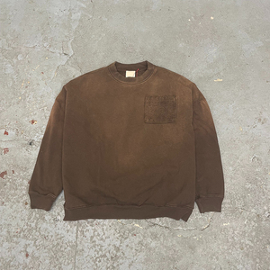 Venta al por mayor OEM personalizado cuello redondo gota hombro peso pesado sudadera bolsillo Vintage lavado ácido Sudadera con capucha Unisex sol desteñido sudadera - Product Image 3