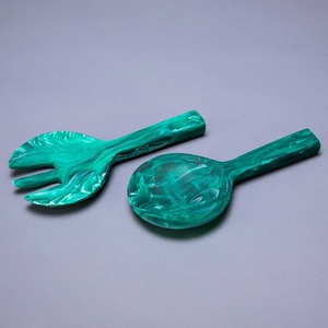 Ensemble cuillère et fourchette à salade en résine faite à la main avec effet marbre bleu, passe au lave-vaisselle, ustensiles de cuisine personnalisables par Javed Handicrafts - Product Image 3