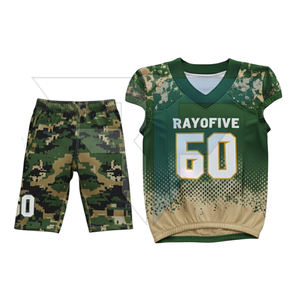 زي كرة القدم الأمريكية الأكثر مبيعًا بأحدث التصاميم، طقم كامل بأكمام قصيرة مع إكسسوارات، سريع الجفاف، للجنسين، للبالغين - Product Image 1