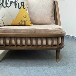 Sofá Individual KBH con Listones de Madera, Cojín de Cuero, Asiento Cuadrado Tapizado para Muebles de Hogar en Salas de Estar y Apartamentos-GSD68062 - Product Image 6
