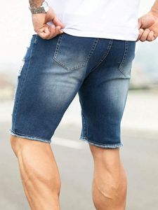 New High Quality Casual Men's <b>Jeans</b> Shorts Short Knee Cotton Washed Denim Shorts Distressed Edge Denim <b>Jeans</b> Shorts For Men - Product Image 4