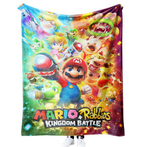 Mantas de Franela Térmica Suave con Estampado Personalizado SIN Pedido Mínimo, Diseño de Dibujos Animados de Super <span class=keywords><strong>Mario</strong></span> Bros, Mantas de Punto de Algodón para Decoración del Hogar - Product Image 1
