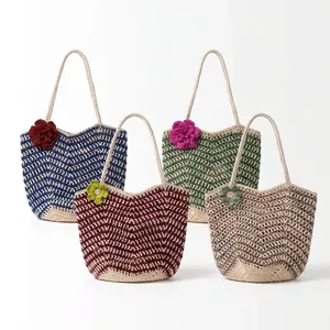 Crochet <b>Raffia</b> Handmade Bohemian Fashion Shoulder Bag Woven <b>Tote</b> Openwork Flower Hobo Purse for Casual Travel Beach - Product Image 6