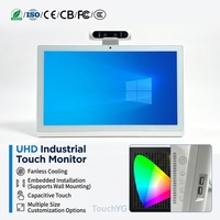Nuevo diseño de monitor LCD táctil de 15.6 pulgadas, PC todo en uno con cámara para autoservicio en comercios.
