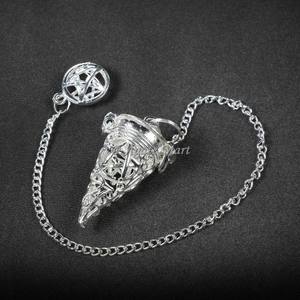 Grossiste Pendules en laiton argenté naturel Pendules de radiesthésie en forme de goutte Pierre semi-précieuse Artisanat - Product Image 6