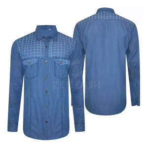 Chemise en jean pour hommes sur mesure dernière conception pas cher prix chemise en jean pour hommes meilleure vente surdimensionnée - Product Image 6