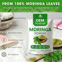 Poudre de feuilles de Moringa Oleifera vertes, récolte premium, séchées en douceur, en sachet refermable pour une fraîcheur optimale