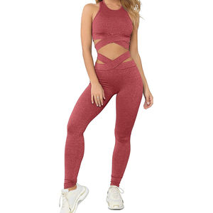 Conjunto de Yoga para Mujer, Ropa Casual, Nuevo Diseño, Tallas para Adultos, Transpirable, Precio al por Mayor, Hecho a Medida, Cintura Media, Sin Costuras, 2 Piezas - Product Image 1