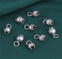 Moule d'échantillon de breloques DIY en argent sterling S925, motif bourgeon de tulipe, pour boucles d'oreilles et bracelets, sans pierre, Coszcatl Exports Bag