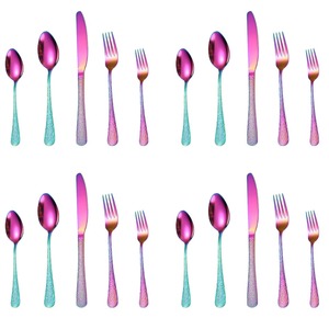 Ensemble de couverts polis multicolores Couverts finis arc-en-ciel en acier inoxydable Ustensiles élégants pour la table à manger, la cuisine et la fête - Product Image 1