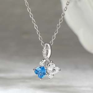 Jeulia Heart to Heart Two Stone Heart Cut Sterling Silver Necklace - Product Image 4
