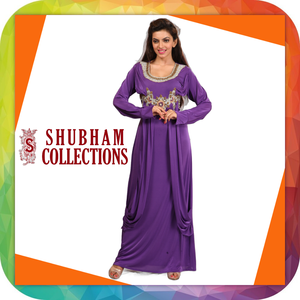 Dernière Taille XXL Femme Violet Abaya Kaftan Personnalisable Style Ethnique Manches Longues Respirant Tissus Naturels Plus La Taille - Product Image 2