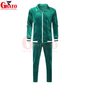 Vêtements de sport en velours doux 2 pièces grande taille pour hommes, veste zippée confortable et écologique, ensembles de pantalons de survêtement couleur 100% coton hiver - Product Image 4