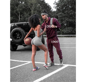 Venta al por mayor de invierno cintura elástica logotipo personalizado Jogging Trajes Color sólido liso Sudadera con capucha Hombres Sweatersuit Chándal Hombres Sport Sweatsuit - Product Image 2