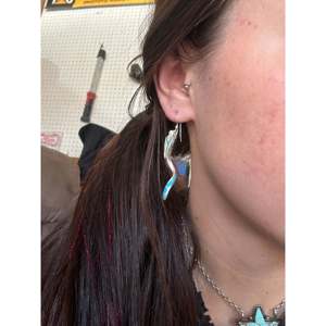 Navajo Handmade Sterling <b>Silver</b> Turquoise Inlay <b>Chandelier</b> Drop Earrings - Product Image 2