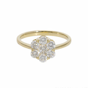 Elegante anillo de racimo de diamantes de una sola flor de oro de 14 quilates con diamantes naturales de corte redondo en Ajuste de punta para una sofisticación atemporal - Product Image 5