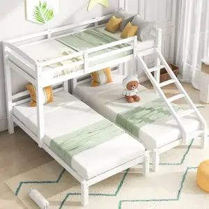 חדר שינה מותאם אישית מיטות קומותיים מעץ מלא לילדים עם מגלשה