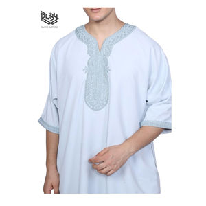 Ventes chaudes 2024, thobes arabes traditionnels ethniques, tissu respirant, quantité en gros, fabrication artisanale, manches courtes, automne printemps, musulman - Product Image 2