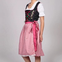 Robe Dirndl autrichienne allemande pour femme Vert Oktoberfest Costume traditionnel 3pc Blouse et tablier inclus Oktoberfest Dirndl 2025