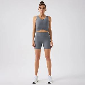 Conjunto Deportivo de Dos Piezas para Gimnasio, Brasier y Pantalones Cortos, Ropa Deportiva Transpirable, Conjuntos de Yoga con Compresión, Conjuntos de Fitness Reciclables para Gimnasio - Product Image 3