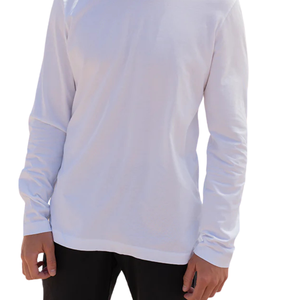 <b>Men</b> <b>White</b> Heavyweight <b>Long</b> <b>Sleeve</b> Crew Neck T <b>Shirt</b> 100% Luxury Organic Cotton Pre Shrunk GOTS Certified Premium Classic Fit Tee - Product Image 6