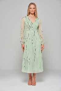 Elegante Vestido Largo Formal de Noche con Corte en A para Mujer, Antiestático, con Lentejuelas Bordadas, Perlas y Mangas Medias, para Fiesta, Graduación o Cena - Product Image 3