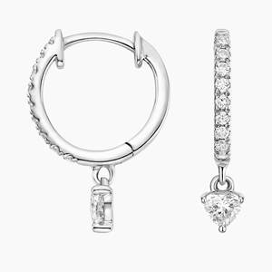 Pendientes colgantes de gota, corazón único y pendientes de diamantes cultivados en laboratorio redondos para mujer, pendientes de aro de gota de corazón, pendientes personalizados de boda - Product Image 2