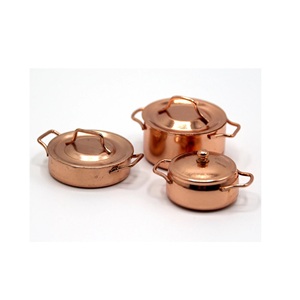 New the QUALITY <b>COLLECTION</b> Copper Pot Modern Round Copper Kitchen Serving Pot Set with Double Handle Eco-Friendly Material - Product Image 1