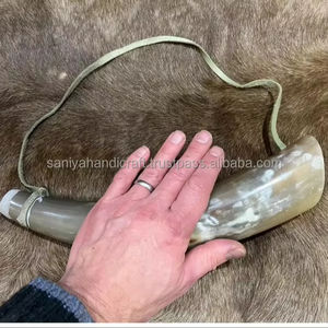 Corne de bœuf avec sangle en cuir, corne de vache véritable polie, style animal - Product Image 6